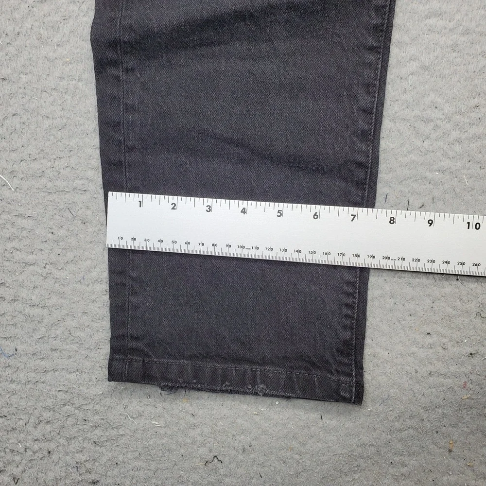 Free People Straight Leg Jeans Women's 28 Black Denim Ripped Button‎ Fly